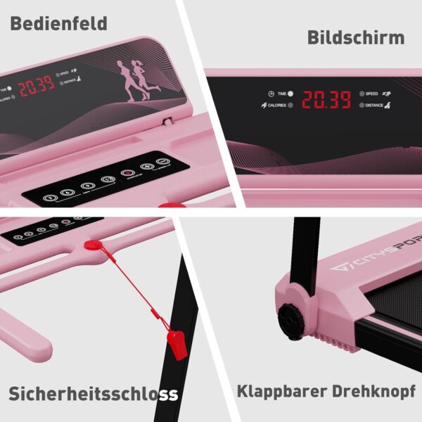 CITYSPORTS Elektrisches Laufband, klappbar, bis zu 12 km/h, mit LED-Display, App-Steuerung und 360° Tablet-Halter, kompakte Walking-Matte für Zuhause und Büro (Neuwertig)