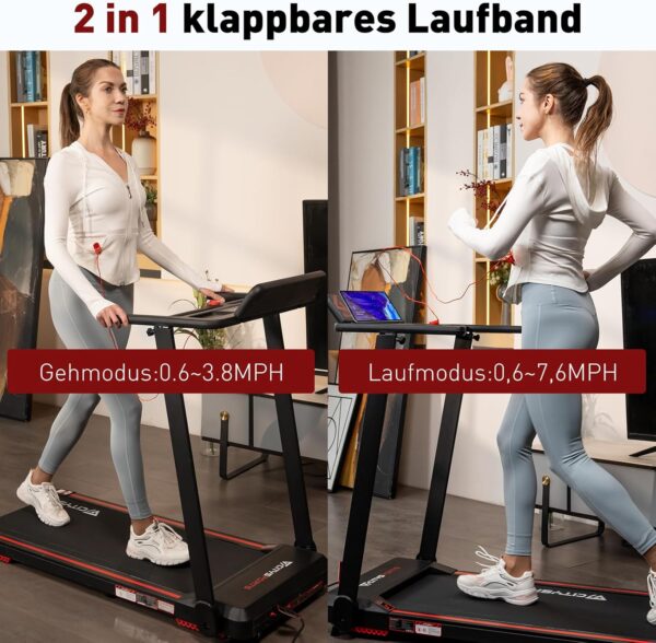 CITYSPORTS Elektrisches Laufband, klappbar, bis zu 12 km/h, mit LED-Display, App-Steuerung und 360° Tablet-Halter, kompakte Walking-Matte für Zuhause und Büro (Neuwertig)