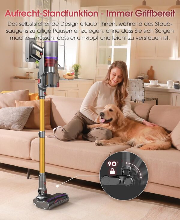 Grenintal HOME Akku-Staubsauger, 48000Pa/550W/65 Min. kabelloser Staubsauger mit Selbststehfunktion, 1,6L Akku-Staubsauger mit verhedderungsfreier Bürste, LED-Touchscreen, sehr leise für Hartböden (Neuwertig)