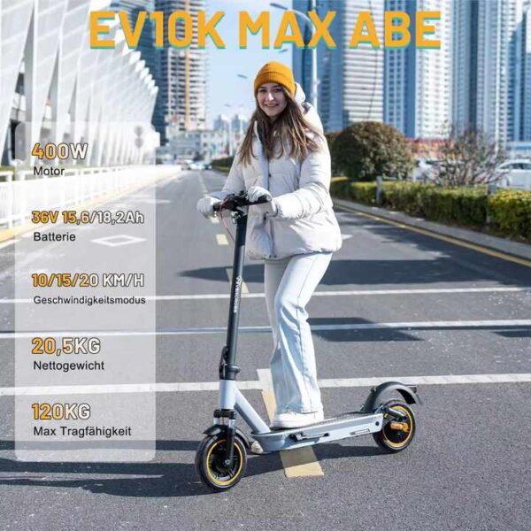 EVERCROSS EV10K MAX ABE Elektroroller für Erwachsene – 55 km Reichweite, 400 W, 20 km/h, faltbarer E-Scooter