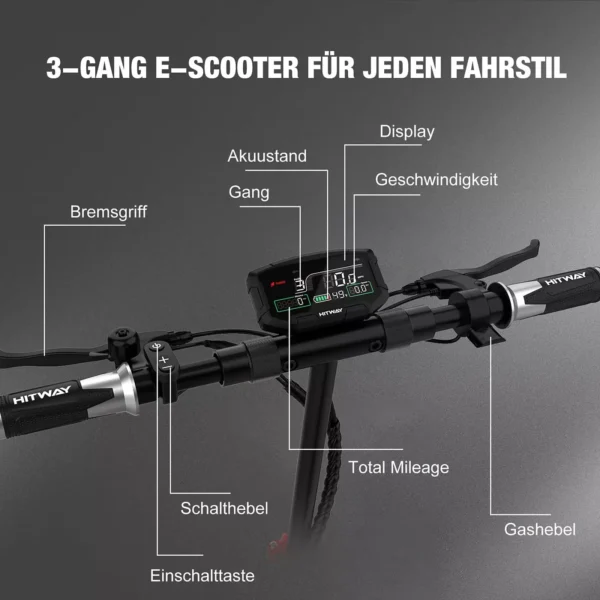 HITWAY H9 Straßenzugelassener ABE Elektroroller, 10 Zoll, 500W, 48V 15,6 Ah E-Scooter