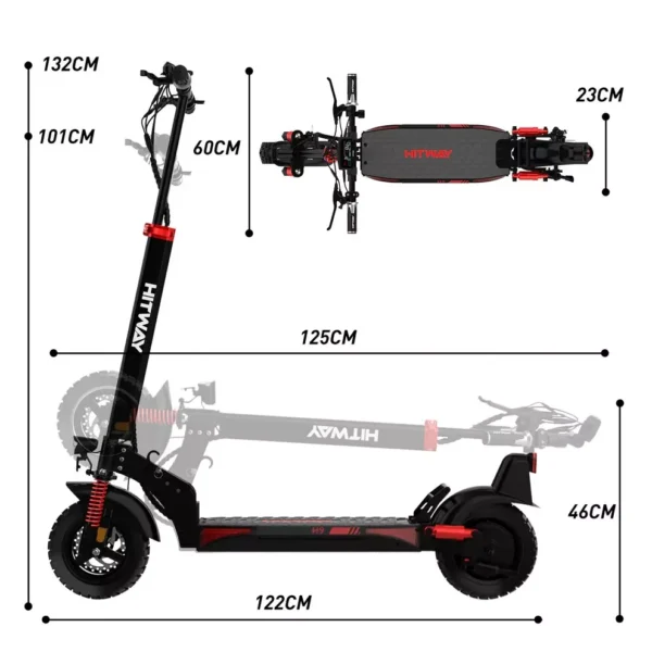 HITWAY H9 Straßenzugelassener ABE Elektroroller, 10 Zoll, 500W, 48V 15,6 Ah E-Scooter