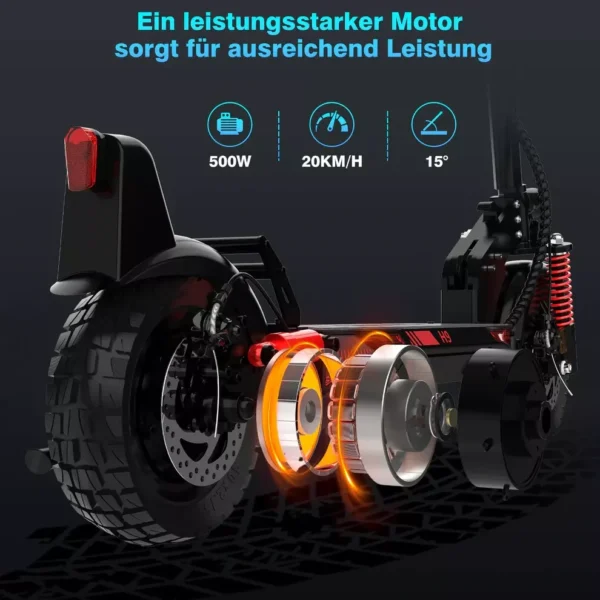 HITWAY H9 Straßenzugelassener ABE Elektroroller, 10 Zoll, 500W, 48V 15,6 Ah E-Scooter