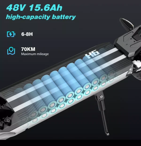 Hitway H6 E-Scooter 500W 48V 15,6Ah 70 km Reichweite 10" Luftreifen Faltbar